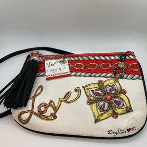 NWT Brighton Love Glitter & Go Pouch in White and Red